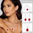thumbnail image 4 of Linawe Red Crystal Ruby Pendant Silver Chain Necklace for Women Trendy, Imitation Diamond Boho Jewelry Set, Cubic Zirconia Birthstone Teardrop Rhinestone Preppy Necklace, 4 of 6