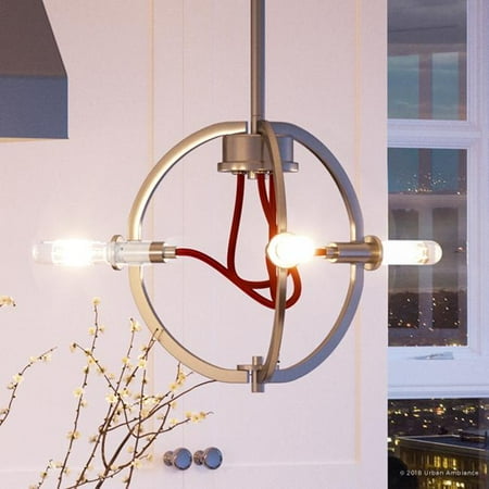 

Urban Ambiance Luxury Bohemian Pendant Size: 8 H x 10 W with Vintage Electric Style Elements Brushed Nickel Finish UHP2362
