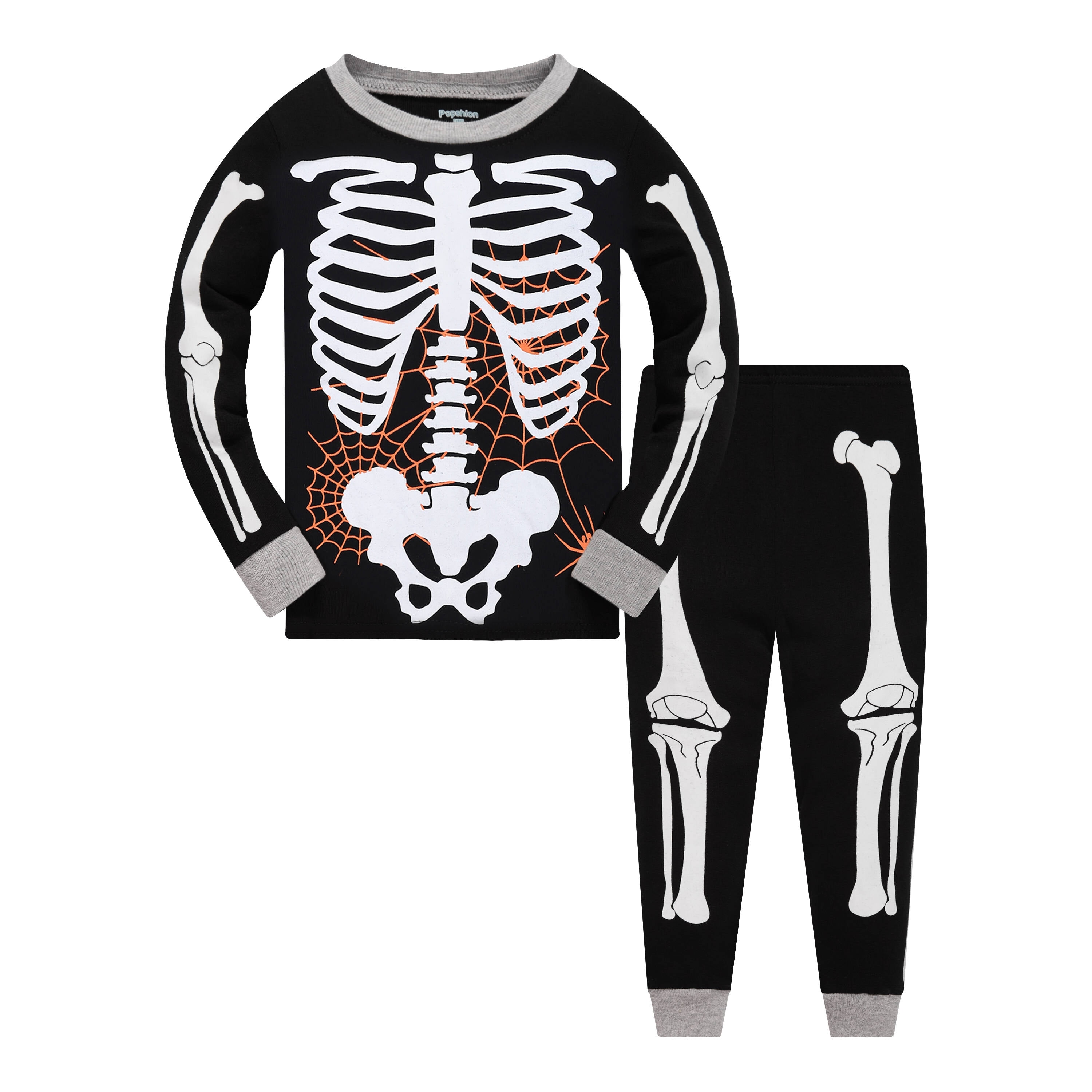 Little Boys Skeleton Pajamas Sets for Halloween Kids Outfit Nightwear
