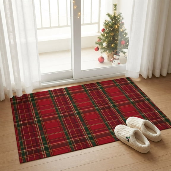 2x3ft Area Rug,Rectangle Area Rugs,Red Buffalo Check Christmas Washable Low Pile Rug Non-Slip Indoor Carpet Rustic Farmhouse Winter Floor Rugs for Bedroom Living Room Kitchen Decor