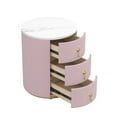 thumbnail image 6 of Velvet Nightstand, 3 Drawer Round Bedside Table with Marble Top, Metal Handles, Fully Assembled Except Handles, Bedroom Storage Furniture, Pink, 6 of 7