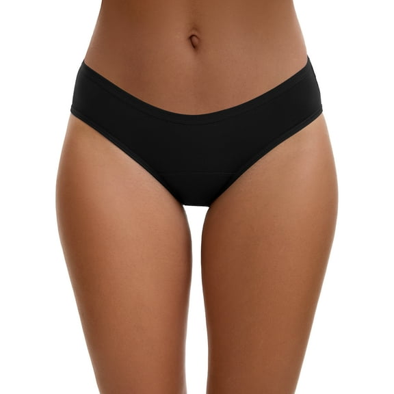 Unique Bargains Women's 3 Layers Leak Proof Cotton Briefs S Black