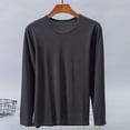 thumbnail image 6 of SeCaotees Contrast Trim Crew Neck Long Sleeve Tops for Men Soft Breathable Knit Fabric Loose Fit Daily Casual Pullover Shirts Dark Gray,M, 6 of 9