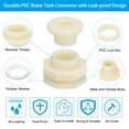 thumbnail image 3 of Uxcell 2pcs ABS Bulkhead Fitting G 3/4 Threaded Bulkhead Water Tank Connector, White, 3 of 6