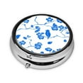 thumbnail image 2 of ZICANCN Round Pill Box Organizer with 3 Compartment, Blue Flower and Bird Pattern Portable Travel Pill Cases for Pocket or Purse, 2 of 6