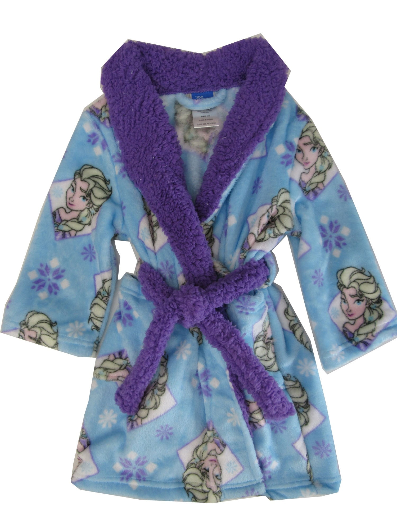Disney Toddler Girls Frozen Light Blue Purple Long Sleeve Bathrobe 2T