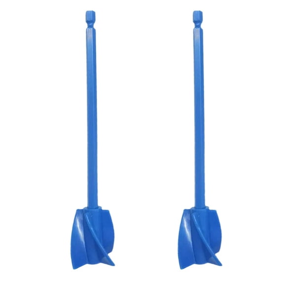 2x Paint/Epoxy Mixing Paddles Blue Drill Attachment 3/8" Chuck Plastic Stir Rod