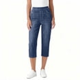 thumbnail image 5 of GUACER Casual Capri Leggings for Women Trendy Faux Denim Elastic Waist Stretchy Relaxed Fit Cropped Pants with Pockets, 5 of 6