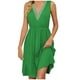 thumbnail image 2 of Puntoco Vestido De Manga Corta Con Cuello En V, Vestido De Temperamento Sin Mangas Con Cuello En V De Color Sólido Para Mujer Vestido Sin Mangas Con Cuello En V Vestido Verde Xxxl, 2 of 5