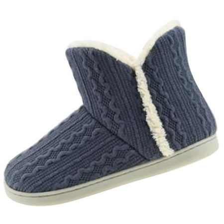 

Women s Fuzzy Winter Bootie Slippers Knitted Ankle Boots Slippers Warm House Shoes Outdoor Indoor with Plush Fur Lining