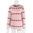 thumbnail image 5 of SYMOID Womens Cozy Heart Print Crew Neck Sweater - Long Sleeve 100% Polyester Pink, Casual Relaxed Fit for Fall Winter & Valentine’s Day,Size M, 5 of 6