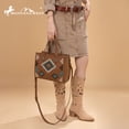 thumbnail image 3 of Montana West Women's Aztec Leather Tote Bag Set with Wallet Stylish Handbag for Everyday Use, Brown, 3 of 7