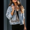 thumbnail image 4 of Chaqueta Vaquera Desgastada con Estampado de Leopardo y Botones para Mujer, Abrigo Vaquero de Larga Lavado con Estampado de Guepardo Roto. Azul S, 4 of 10