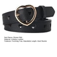 thumbnail image 7 of Tnobhg Women Heart-shaped Buckle Belt Heart Hollow Design Waistband Faux Leather Adjustable Length Belt Fashion Accessories, 7 of 7