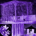 thumbnail image 7 of Twinkle Star Christmas Decoration Curtain String Lights with Remote Control Timer, Christmas Lights, Purple, 300 LEDs, 7 of 7