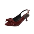 thumbnail image 2 of Miluxas Bow Slingback Kitten Heels for Women - Patent Leather Pointed Toe Pumps, Perfect for office, Bridal Events, Date Night and Special Occasions Wine 9(42), 2 of 9