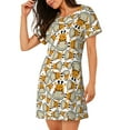 thumbnail image 2 of Fotbe Giraffes Head Pattern Women's Cotton Nightgown Sleepwear Short Sleeves Shirt Casual Print Sleepdress, 2 of 6