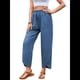 thumbnail image 2 of Pantalones Anchos y Holgados para Mujer, Estilo Palazzo Harén, Informales, con Cintura Elástica y Bolsillos, Color Azul, Talla S, 2 of 6