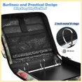 thumbnail image 4 of Zipper Binder with Shoulder Strap 2 inch 3 Ring Waterproof File Folder Organizer Bag 500 Sheet Flamingo Tropical Leaves Pattern, 4 of 8