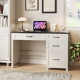 thumbnail image 3 of Conate 47" Executive Desk with File Cabinet & Drawers - Home Office Computer Desk with Charging Station, Farmhouse Workstation Table for Study,Black, 3 of 9