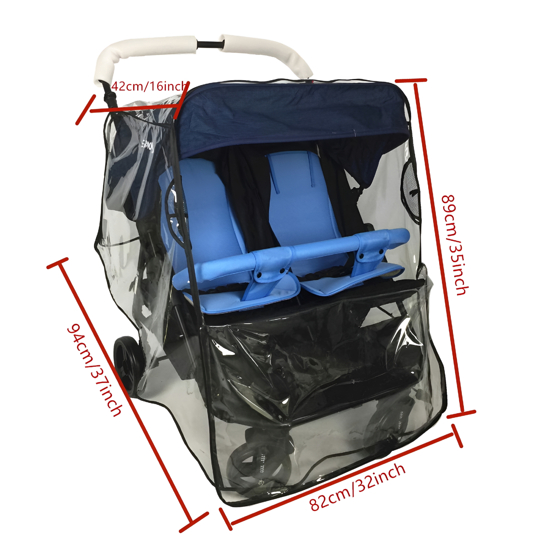 RIONIMA Stroller Rain Cover,Universal Rain Cover for Side by Side Baby Stroller,Double Stroller Cover for Rain And Wind,Baby Outdoor Activities Accessories.