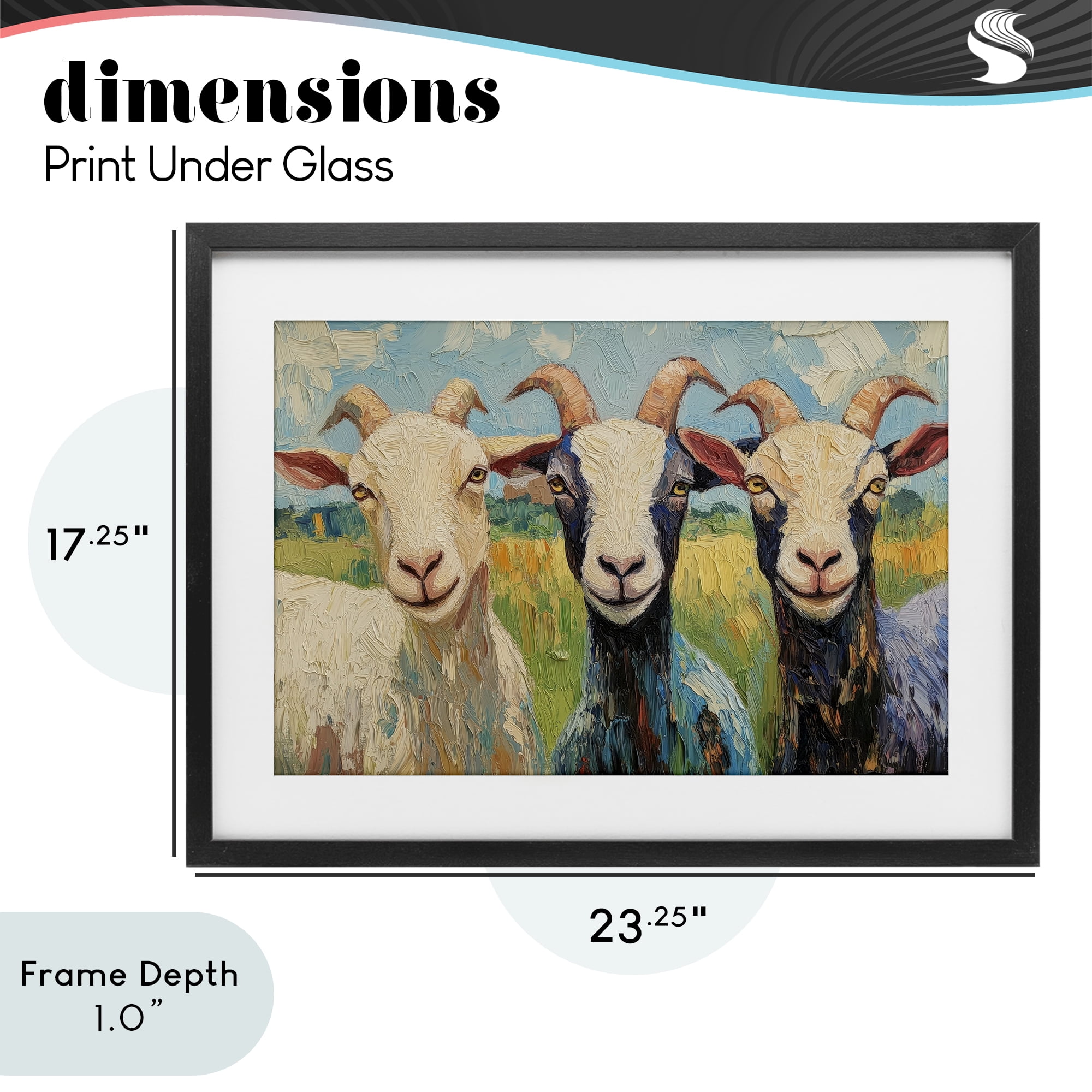 Stupell Industries Billy Goats in Bright Pasture Black Framed Print Under Glass, design by Petal Prints Design