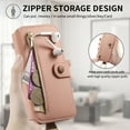 thumbnail image 5 of ELEHOLD Case for Samsung Galaxy S21+, RFID Blocking Zipper Leather Wallet Stand Case with Card Slot & Wrist Strap & Ring Holder,Pink, 5 of 10
