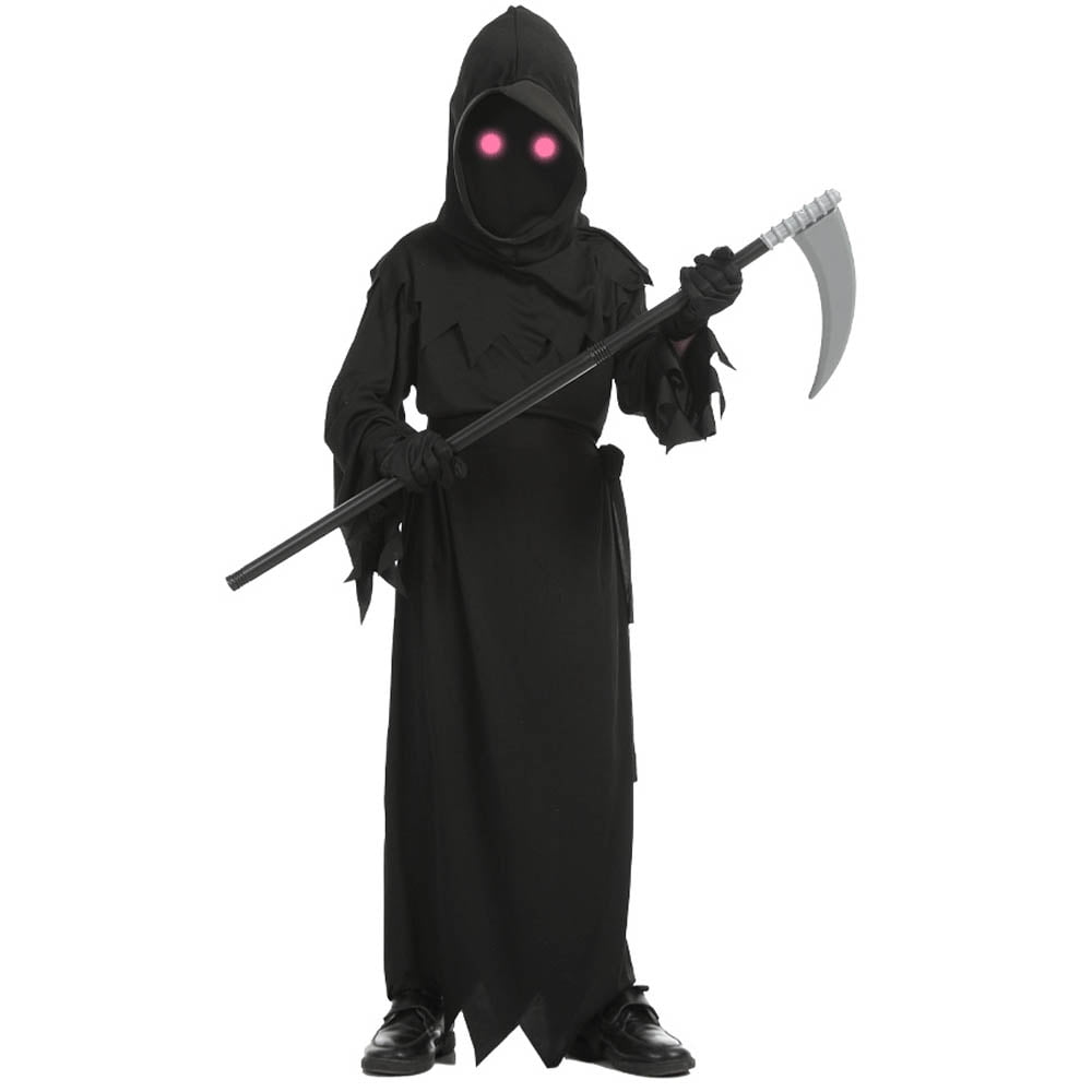 Grim Reaper Halloween Costume,Scream Costume with Glowing Up Eyes ...