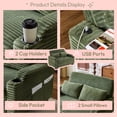 thumbnail image 2 of Ktaxon Sofa Bed, Corduroy Mechanical Pull-Out Loveseat, Convertible Couch for Living Room, Apartment Green, 2 of 10