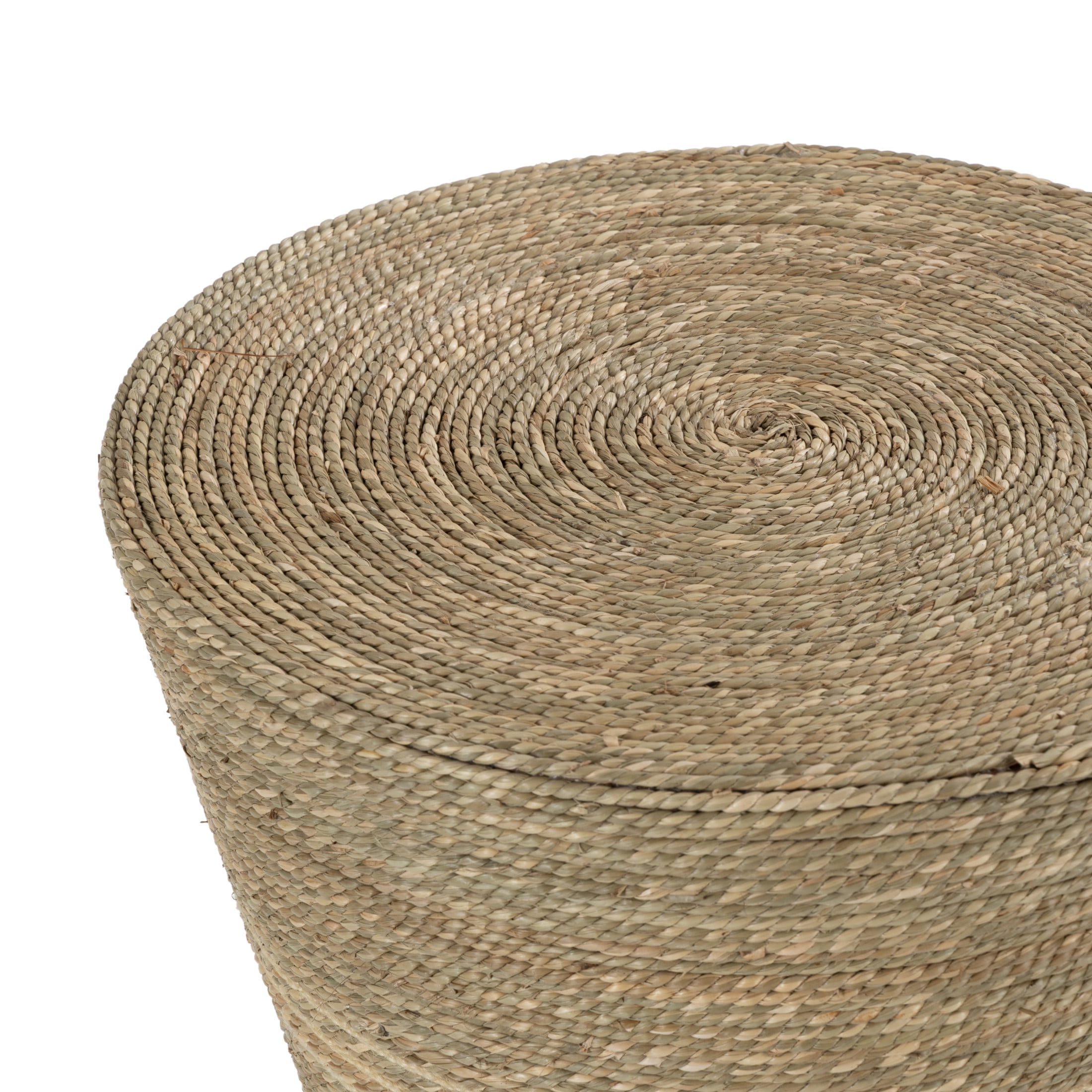 DecMode 14" x 20" Brown Seagrass Handmade Woven Accent Table with Hourglass Shape, 1-Piece