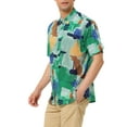 thumbnail image 4 of CAMISA HAWAIANA DE MANGA CORTA CON BOTONES PARA HOMBRE IMPRESA EN BLOQUES DE COLOR VERDE Y AZUL XL, 4 of 6
