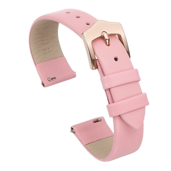 Uxcell 16mm Pink Genuine Leather Watch Bands with Rose Gold Buckle for Women