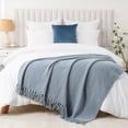 thumbnail image 2 of Battilo Bluish Grey Chenille Throw Blanket for Couch,Soft Knit Throws with Tassels for Living Room,50"x60", 2 of 8