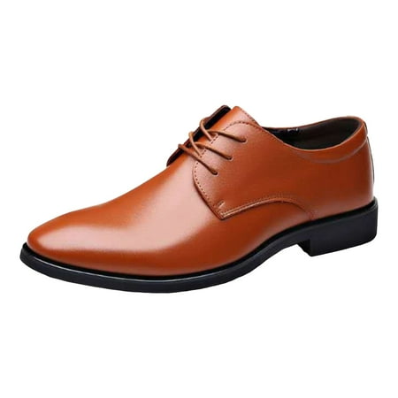 IUJSOY Mens Classic Dress Oxfords Modern Formal Lace up Shoes Pointed Toe Brown 8.5
