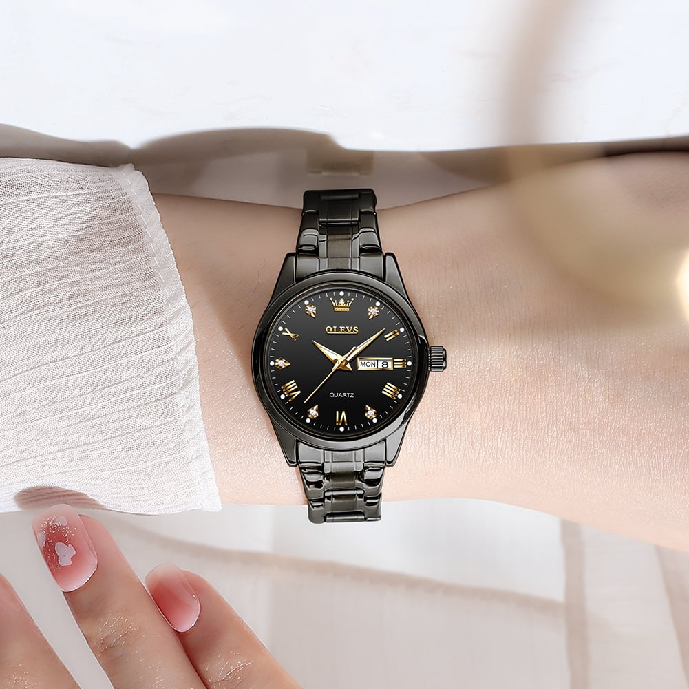 OLEVS Watches for Women Luxury Dress Quartz Analog Casual Gold Plated Stainless Steel Waterproof Luminous Date Fashion Ladies Wrist Watches Gifts Relojes para Mujer
