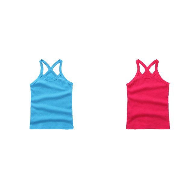 (2-Pack) Rinsvye Children Vest Sleeveless Undershirt Pure Tank Tops Girls Lightweight Breathable Summer