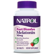 Natrol® Sleep Melatonin Fast Dissolve Tablets, Nighttime Sleep Aid, Strawberry Flavor, 10mg, 100 Ct