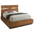 thumbnail image 2 of Zeko King Size Storage Bed- Live Edge Panel Headboard- Walnut Brown Wood, 2 of 6