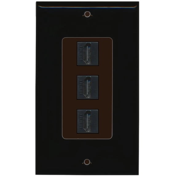 RiteAV - 3 Port HDMI Decorative Wall Plate - Black/Brown
