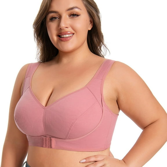 XL-5X Plus Size Push Up Bras for Women No Underwire Large Bust Bralettes Ladies Casual Breathable Front Closure High Support Lifting Underwear Bra