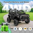 thumbnail image 3 of Farmdex 4WD 24V Ride on Cars with Remote Control, 2 XL Seaters, 9AH Electric Battery Powered Toys Car w/ 4 Wheels Spring Suspension, Bluetooth Music, LED Lights, 3 Speeds, Black, 3 of 10