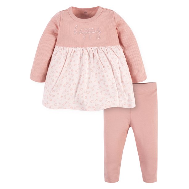Gerber Baby & Toddler Girls Dress & Legging Set, 2Piece (Newborn to 5T
