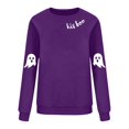 thumbnail image 4 of NMMUED Chandails d'Halloween pour Femmes, Chandails à Col Rond pour Femmes, Chandail d'Halloween Fantôme, Tenues Y2k pour Femmes, T-Shirts d'Halloween pour Femmes, Chandails Mignons, Violet TG, 4 of 4