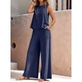 thumbnail image 5 of Women'S Summer 2 Piece Outfits Sleeveless Top Wide Leg Pants Lounge Beach Travel Sets XXL, 5 of 9
