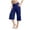 Blue*, variant on Women's Capri Pants Cross Waist Wide Leg Side Pockets Solid Color Casual Workout Yoga Cropped Trousers Army Green