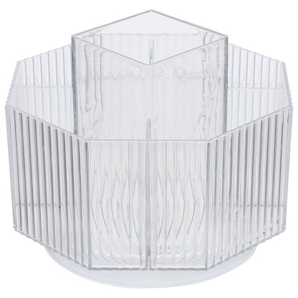Caja con compartimentos para brochas de maquillaje, organizador de escritorio para brochas de maquillaje, soporte giratorio para brochas de maquillaje.