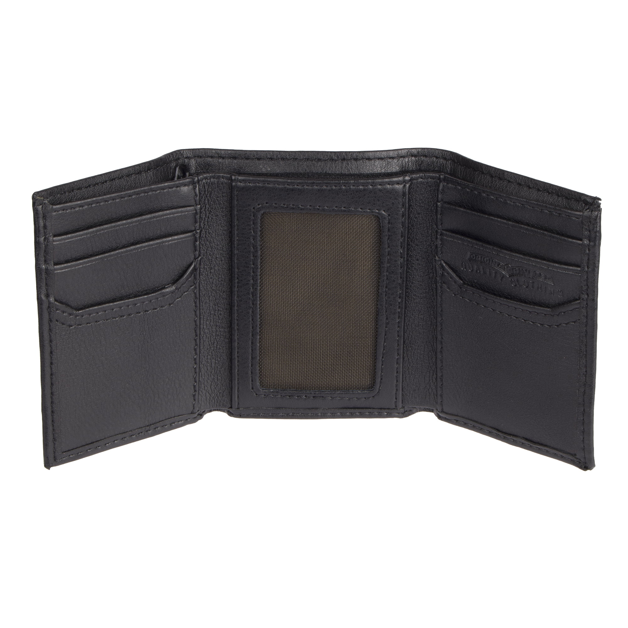 Levi's Men's Black RFID Trifold Wallet with Interior Zipper 