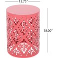 thumbnail image 3 of Modern Design Iron Cut Side Table - Chic Cylindrical Structure -Coated Iron Frame - 13.75" W x 13.75" D x 18.00" H - No Assembly Required End Table -Dark Coral, 3 of 15