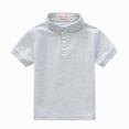 thumbnail image 4 of NIEWTR School Uniform Polo Shirts for Boys Button Closure Short Sleeve Tops Classic Fit Casual Shirts（Light Gray,5-6 Years), 4 of 9