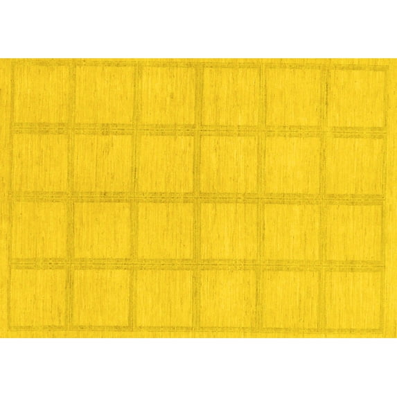 Ahgly Company Indoor Rectangle Solid Yellow Modern Area Rugs, 7' x 10'